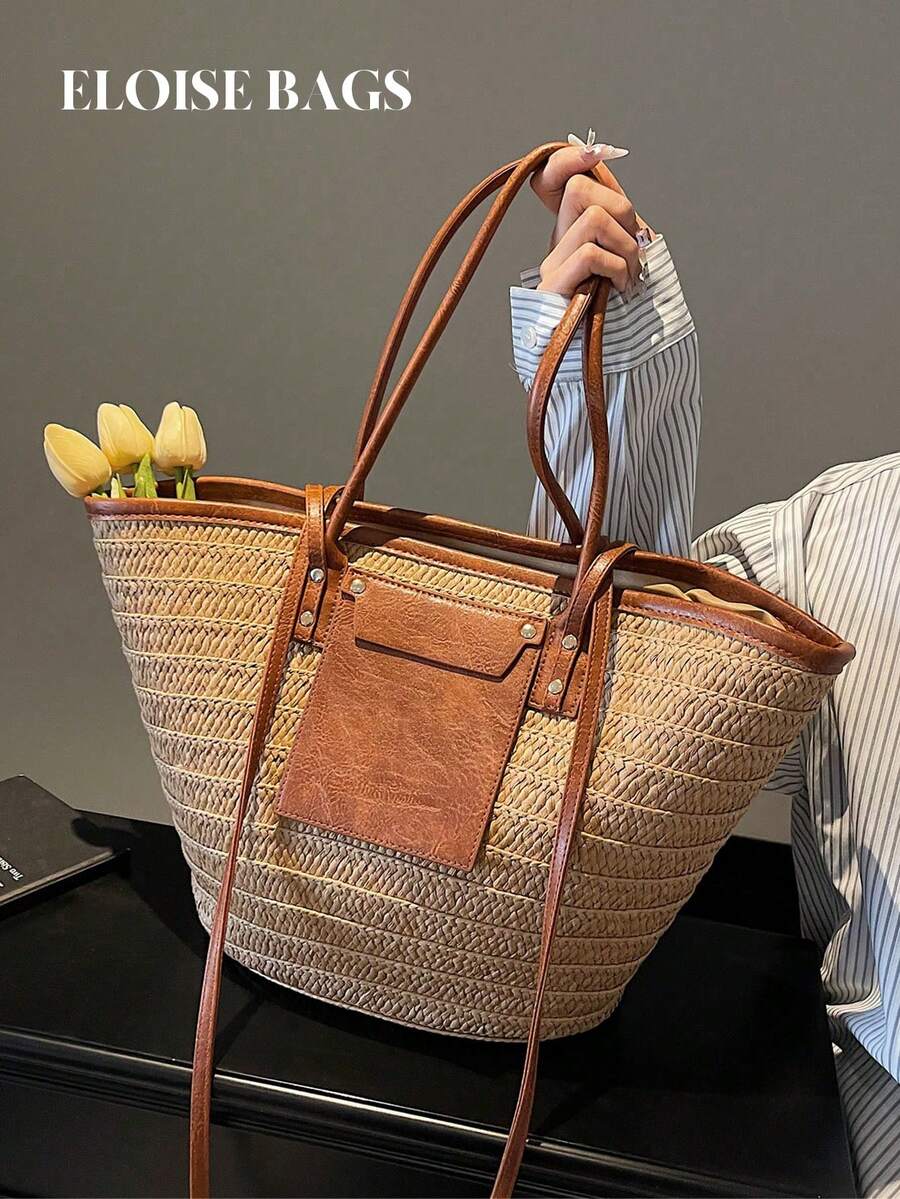 Tote Bag Beach - Fashion Large Capacity Woven Tote Bag,