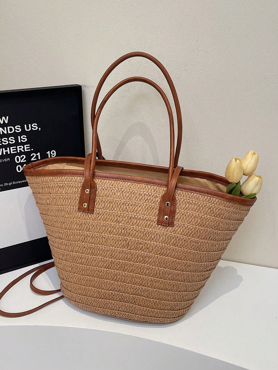 Fashion Large Capacity Woven T - Tote Bag Beach ulasan dan harga