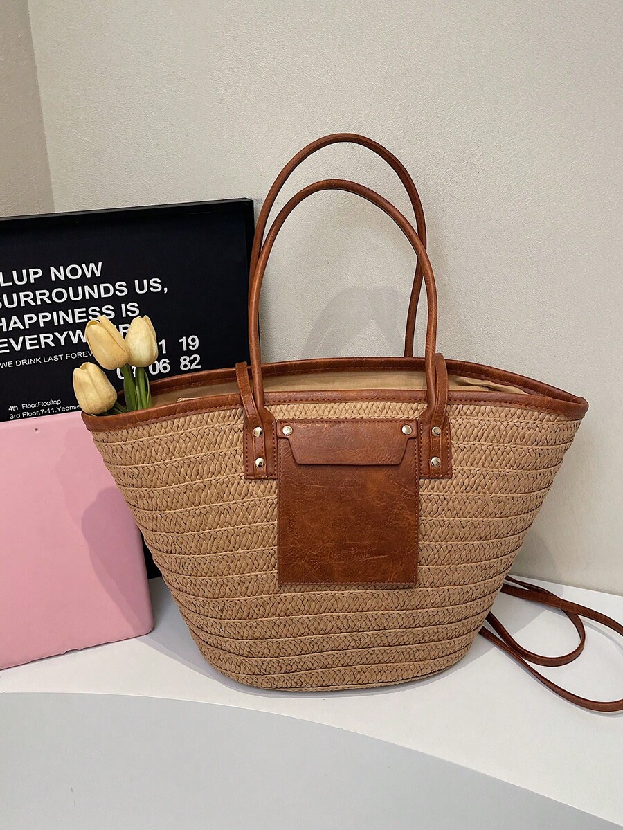 Fashion Large Capacity Woven T - Tote Bag Beach ulasan dan harga