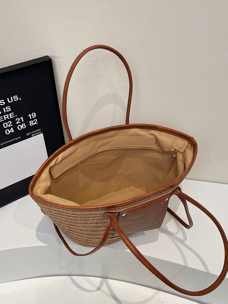 Fashion Large Capacity Woven T - Tote Bag Beach ulasan dan harga